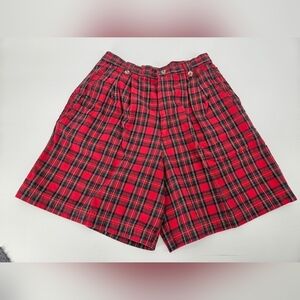 Cenza Vintage 90s Red & Green Plaid High Rise 100% Cotton Shorts Sz 12 *Read*
